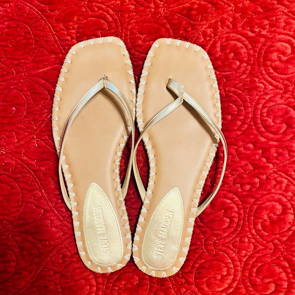 Steve Madden Gold Flip Flops